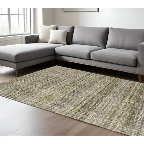 Gray and Ivory Abstract Power Loom Area Rug Photo 1