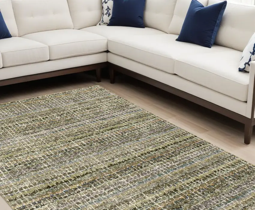 Gray and Ivory Abstract Power Loom Area Rug Photo 1