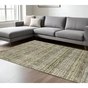 Photo of Green Green Grey And Purple Abstract Power Loom Stain Resistant Area Rug