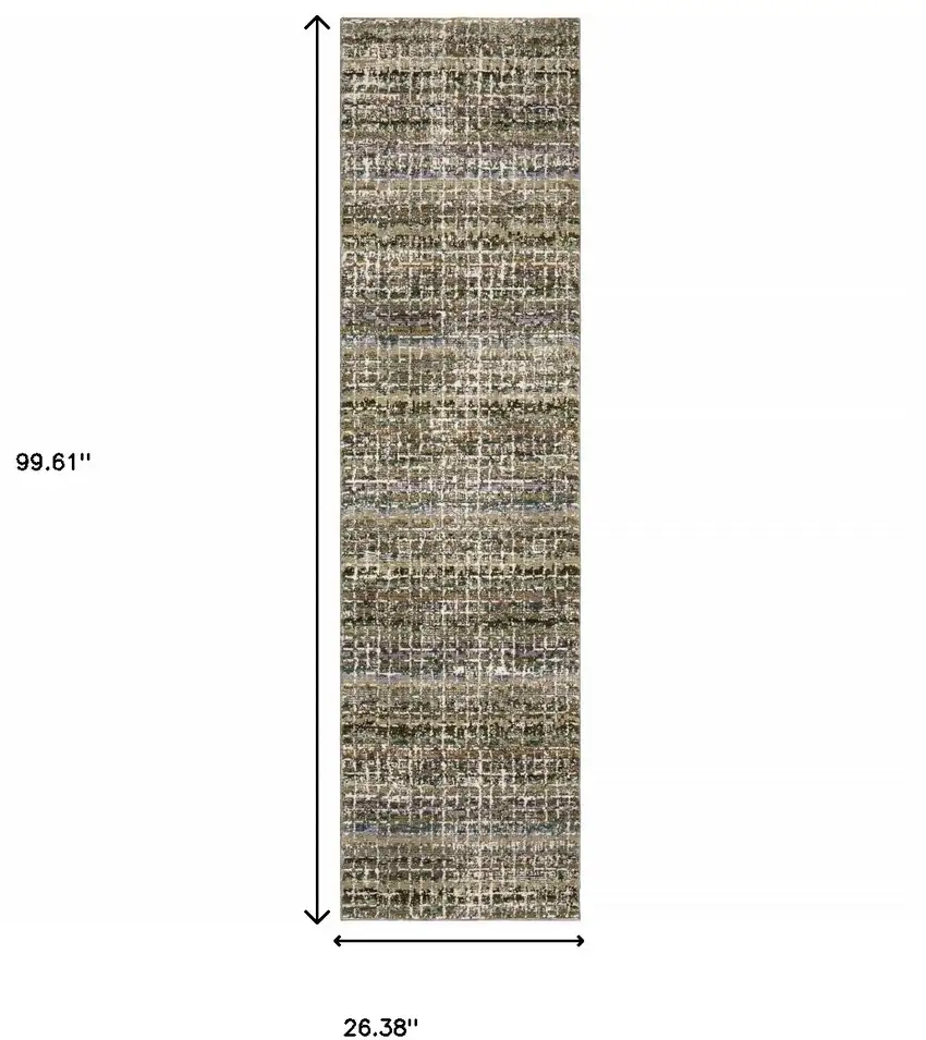 Gray and Ivory Abstract Power Loom Runner Rug Photo 3