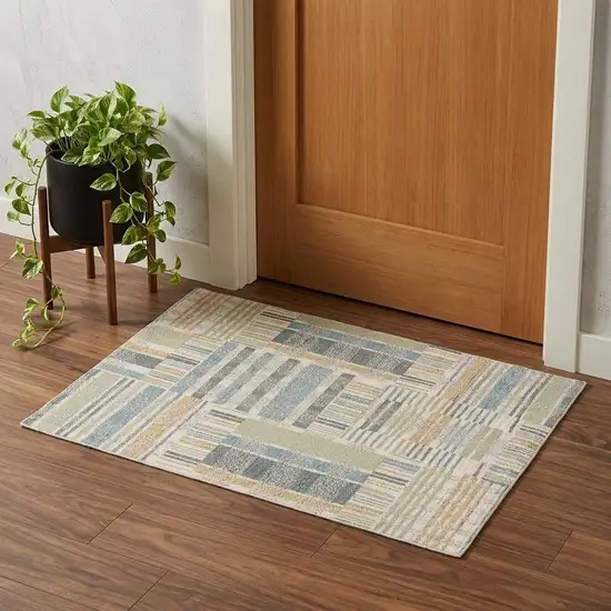 Blue And Green Geometric Area Rug Photo 1