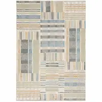Photo of Green Grey And Ivory Geometric Power Loom Stain Resistant Area Rug