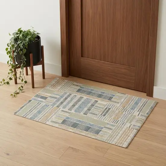 Blue And Green Geometric Area Rug Photo 1