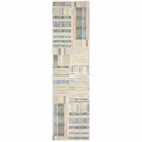 Photo of Green Grey And Ivory Geometric Power Loom Stain Resistant Runner Rug