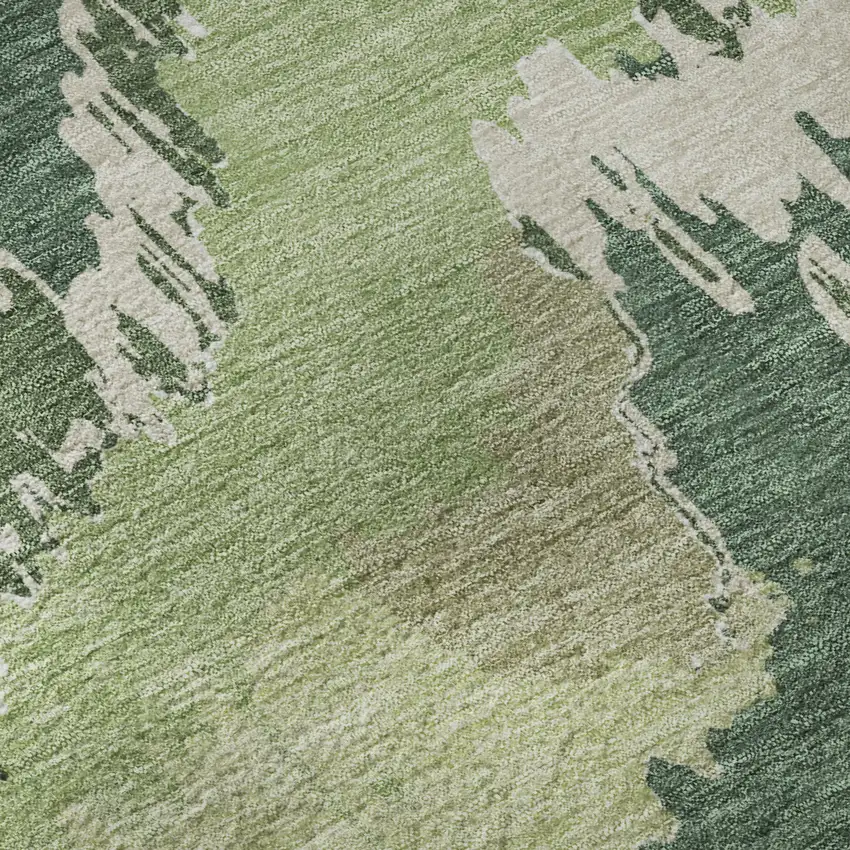 Green Ivory And Beige Abstract Washable Area Rug With UV Protection Photo 9