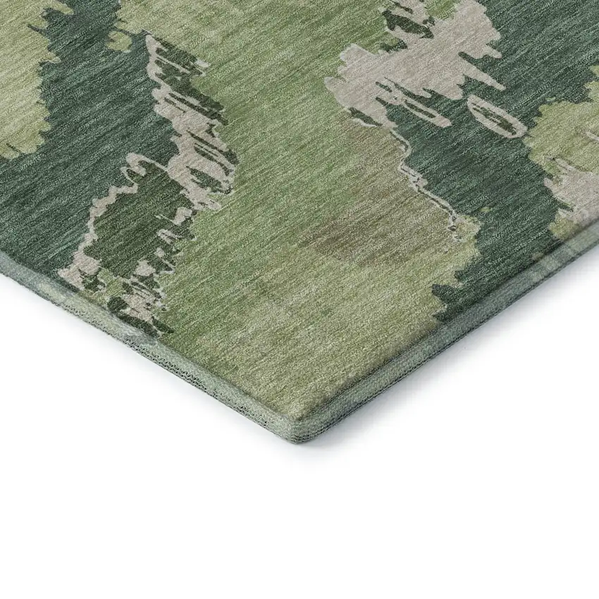 Green Ivory And Beige Abstract Washable Area Rug With UV Protection Photo 7