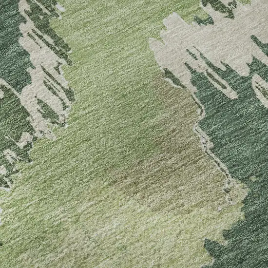Green Ivory And Beige Abstract Washable Area Rug With UV Protection Photo 9