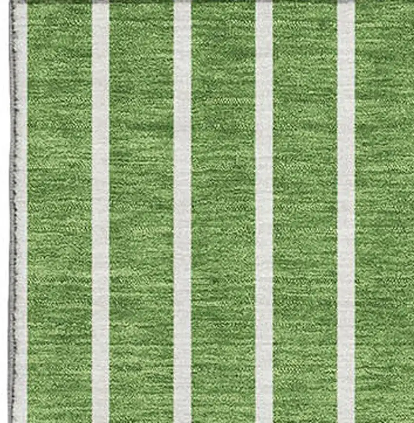 Green Ivory And Beige Striped Washable Area Rug With UV Protection Photo 2