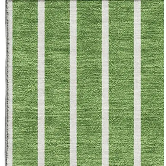 Green Ivory And Beige Striped Washable Area Rug With UV Protection Photo 3