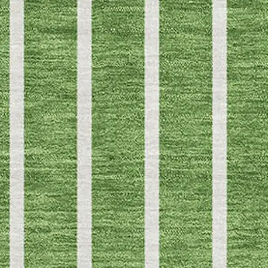 Green Ivory And Beige Striped Washable Area Rug With UV Protection Photo 2