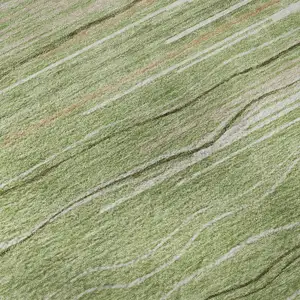 Photo of Green Ivory And Beige Striped Washable Area Rug With UV Protection