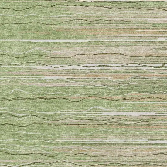 Green Ivory And Beige Striped Washable Area Rug With UV Protection Photo 2