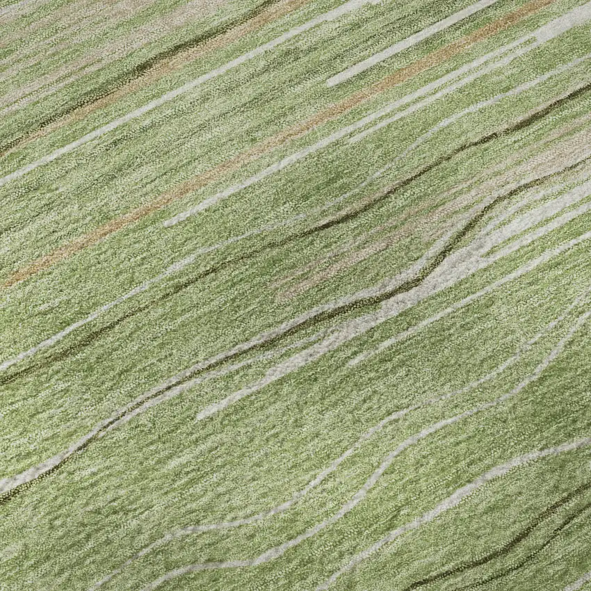 Green Ivory And Beige Striped Washable Area Rug With UV Protection Photo 9