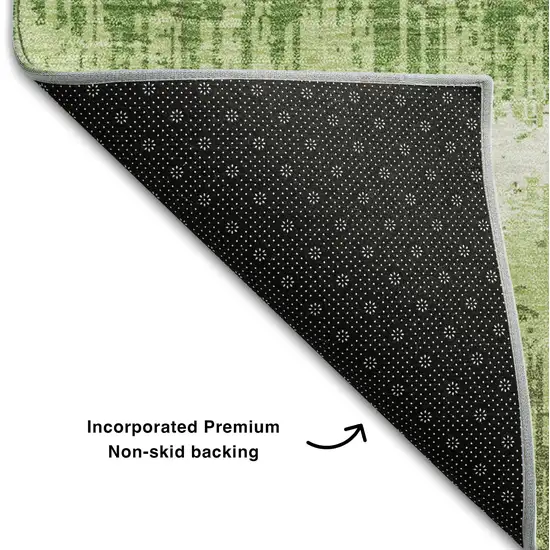 Green Ivory And Beige Striped Washable Area Rug With UV Protection Photo 6