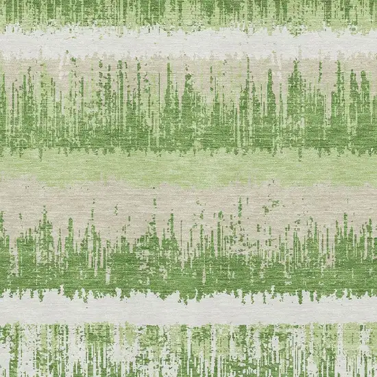 Green Ivory And Beige Striped Washable Area Rug With UV Protection Photo 2
