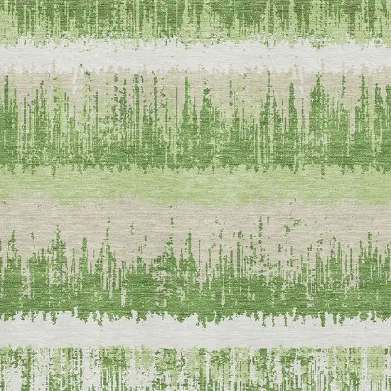Green Ivory And Beige Striped Washable Area Rug With UV Protection Photo 3