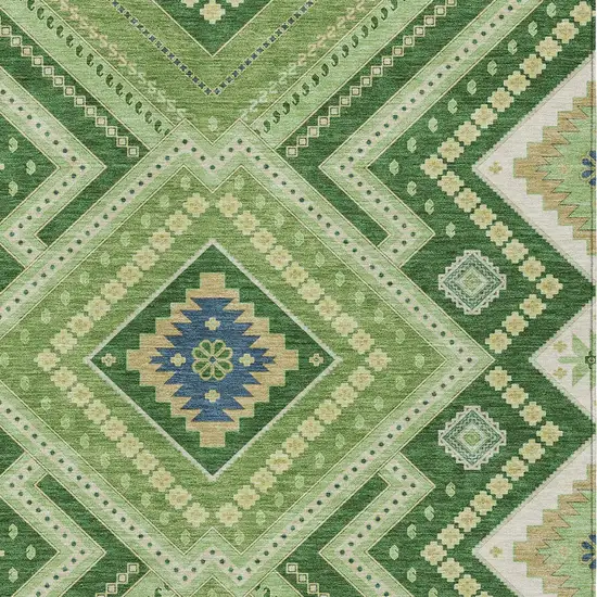 Green Ivory And Beige Tribal Washable Indoor Outdoor Area Rug Photo 4