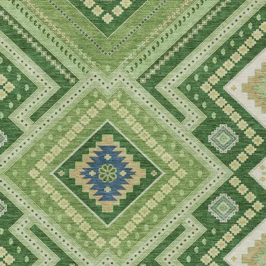 Green Ivory And Beige Tribal Washable Indoor Outdoor Area Rug Photo 4