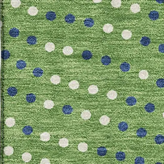 Green Ivory And Blue Polka Dot Washable Area Rug With UV Protection Photo 2
