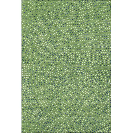 Green Ivory And Blue Polka Dot Washable Area Rug With UV Protection Photo 3