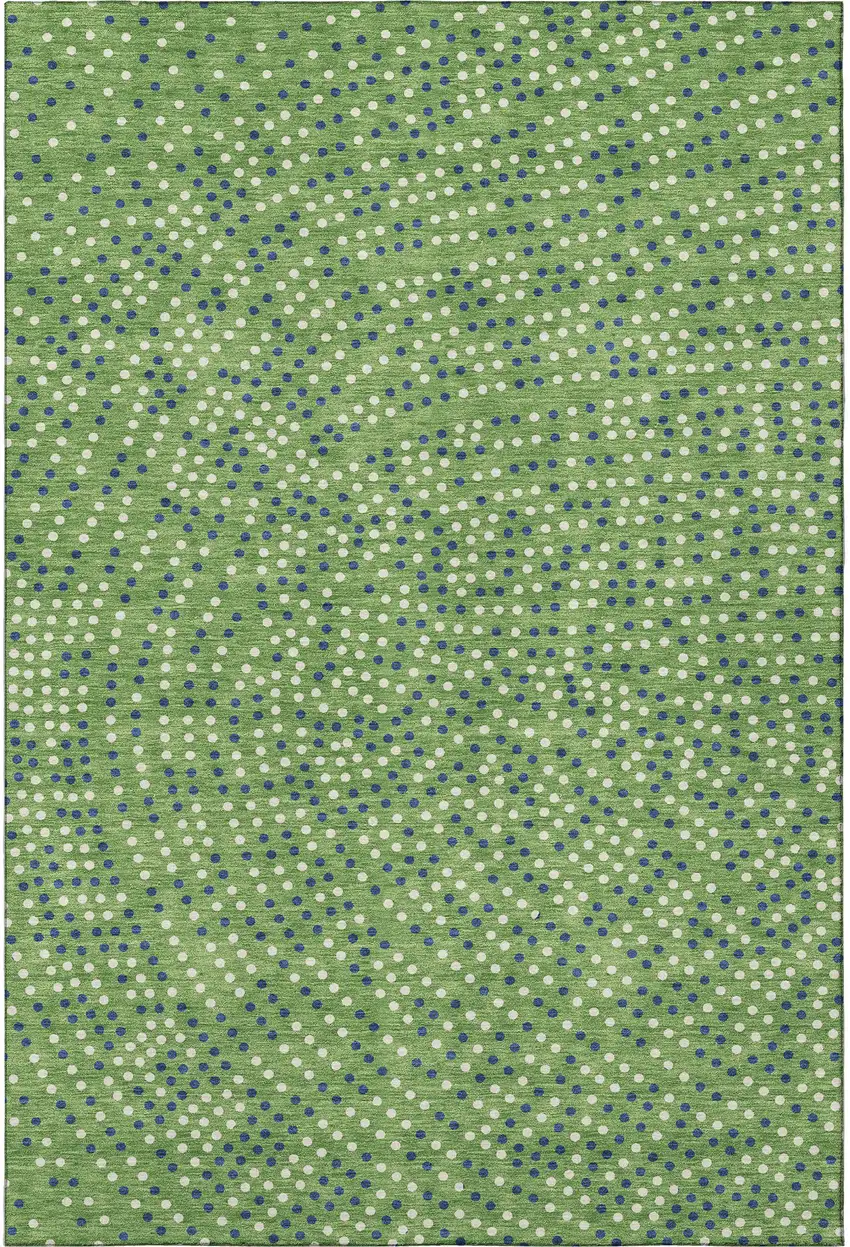 Green Ivory And Blue Polka Dot Washable Area Rug With UV Protection Photo 3