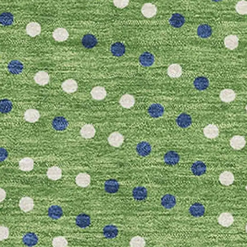 Green Ivory And Blue Polka Dot Washable Area Rug With UV Protection Photo 2