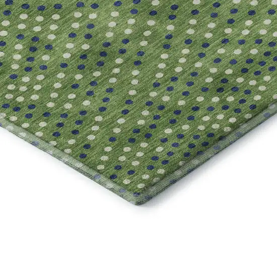 Green Ivory And Blue Polka Dot Washable Area Rug With UV Protection Photo 7
