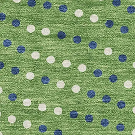 Green Ivory And Blue Polka Dot Washable Area Rug With UV Protection Photo 2