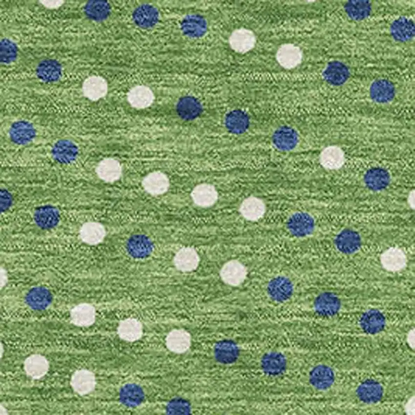 Green Ivory And Blue Polka Dot Washable Area Rug With UV Protection Photo 2