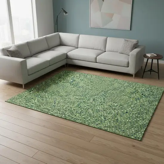 Green Ivory And Blue Polka Dot Washable Area Rug With UV Protection Photo 2