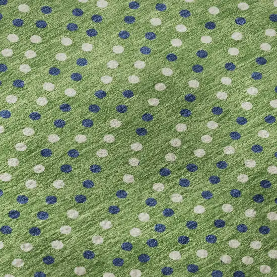Green Ivory And Blue Polka Dot Washable Area Rug With UV Protection Photo 9