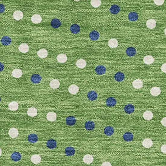 Green Ivory And Blue Polka Dot Washable Area Rug With UV Protection Photo 2