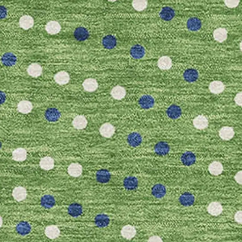 Green Ivory And Blue Polka Dot Washable Area Rug With UV Protection Photo 2