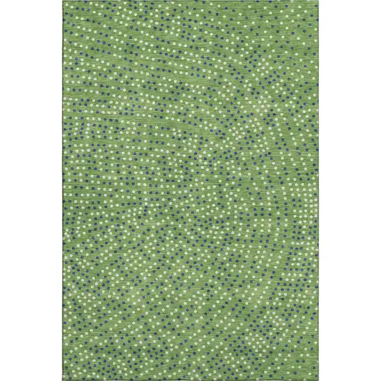 Green Ivory And Blue Polka Dot Washable Area Rug With UV Protection Photo 1