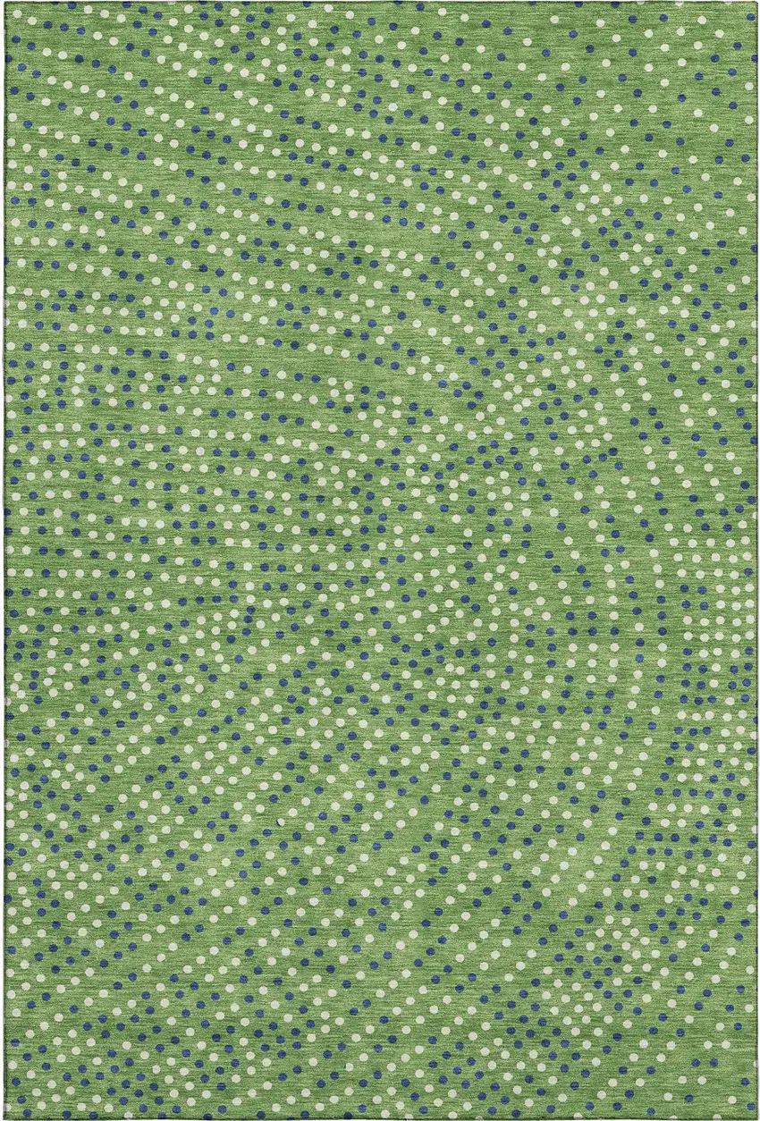 Green Ivory And Blue Polka Dot Washable Area Rug With UV Protection Photo 1