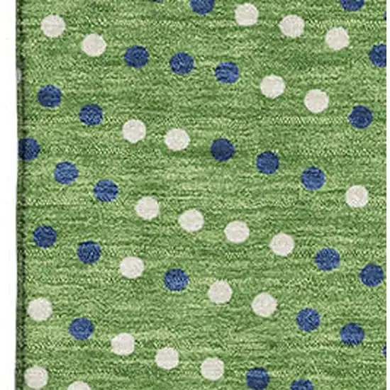 Green Ivory And Blue Polka Dot Washable Area Rug With UV Protection Photo 2