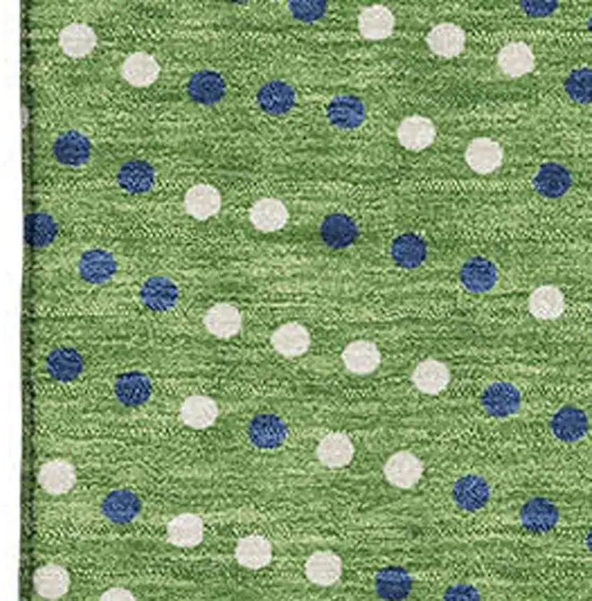 Green Ivory And Blue Polka Dot Washable Area Rug With UV Protection Photo 2