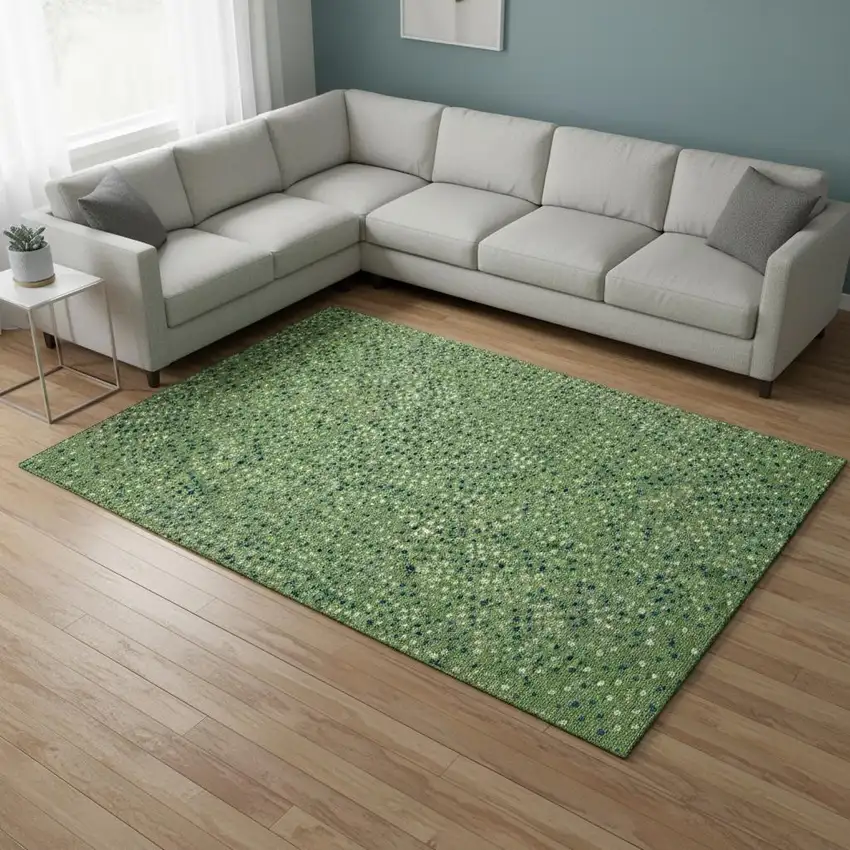 Green Ivory And Blue Polka Dot Washable Area Rug With UV Protection Photo 2