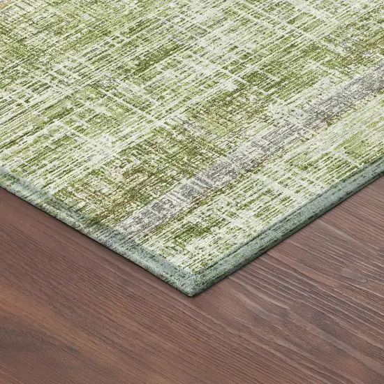 Green Ivory And Blue Striped Washable Indoor Outdoor Area Rug Photo 5