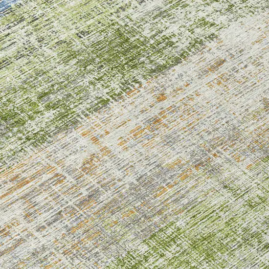 Green Ivory And Blue Striped Washable Indoor Outdoor Area Rug Photo 6
