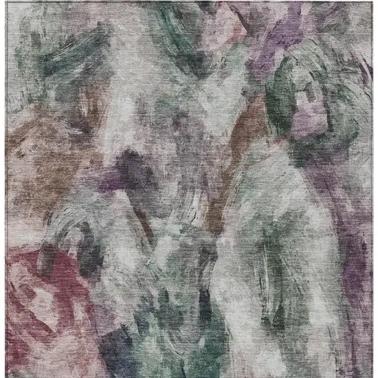 Green Ivory And Blush Abstract Washable Indoor Outdoor Area Rug Photo 5