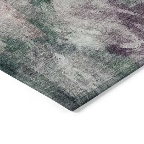 Green Ivory And Blush Abstract Washable Indoor Outdoor Area Rug Photo 3