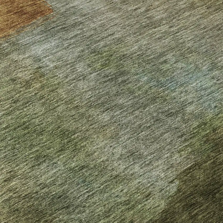 Green Ivory And Brown Abstract Washable Area Rug With UV Protection Photo 7