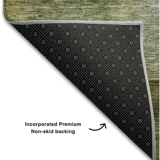 Green Ivory And Brown Abstract Washable Area Rug With UV Protection Photo 4