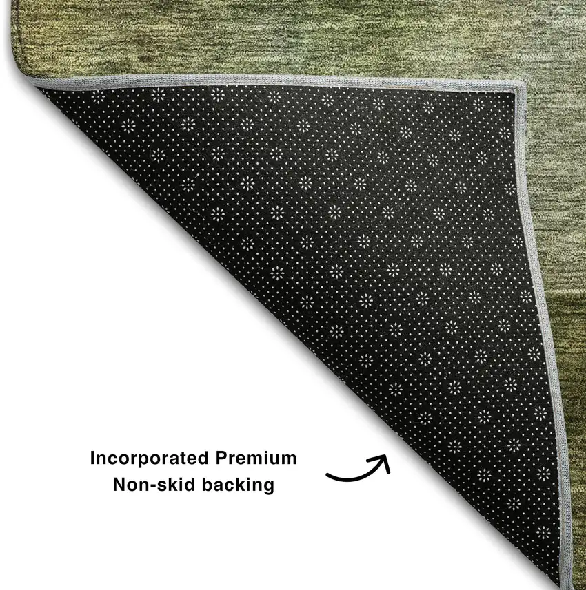 Green Ivory And Brown Abstract Washable Area Rug With UV Protection Photo 4