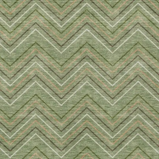 Green Ivory And Brown Geometric Washable Indoor Outdoor Area Rug Photo 2