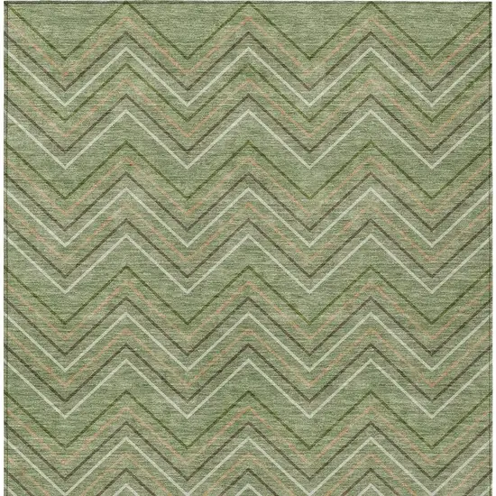 Green Ivory And Brown Geometric Washable Indoor Outdoor Area Rug Photo 3
