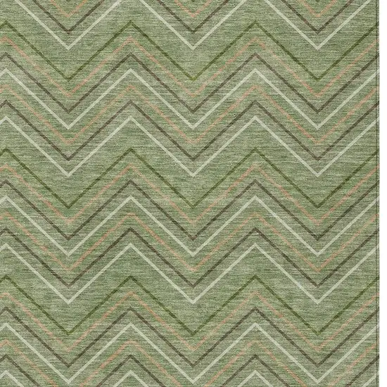 Green Ivory And Brown Geometric Washable Indoor Outdoor Area Rug Photo 2