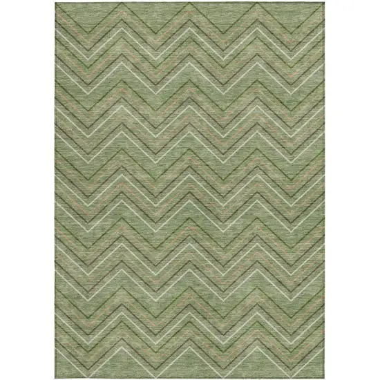 Green Ivory And Brown Geometric Washable Indoor Outdoor Area Rug Photo 3
