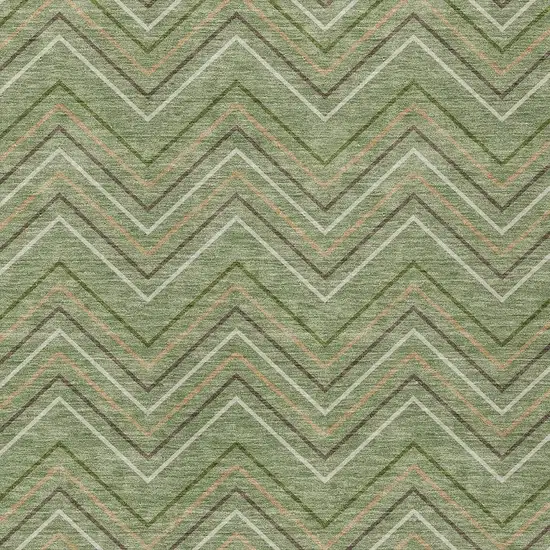 Green Ivory And Brown Geometric Washable Indoor Outdoor Area Rug Photo 2
